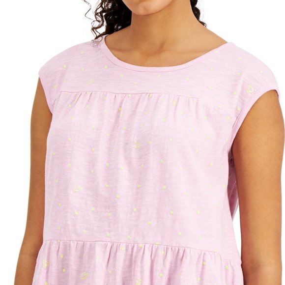 Style & Co Women's Cotton Dot-Print Tiered Tank Top (XL , Dot Scatter Pink) - Picture 3 of 3